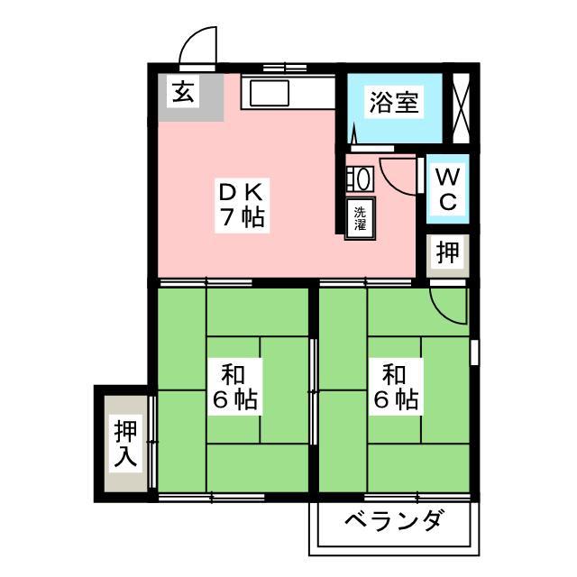 コーポ宮田B(2DK/2階)の間取り写真
