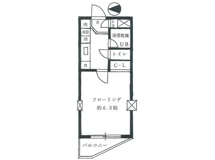 プレミール洗足(1K/4階)の間取り写真