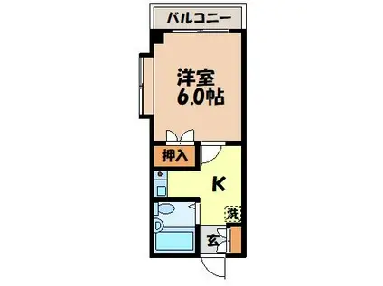 光コーポ(1K/2階)の間取り写真