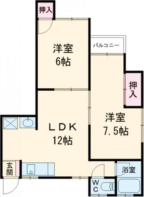 永江コーポ3(2LDK/2階)の間取り写真
