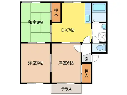 ファミールこの(3DK/1階)の間取り写真