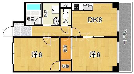 メゾン菊水(2DK/7階)の間取り写真