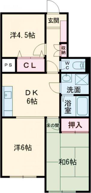 ソレイユアヴリル(3DK/2階)の間取り写真