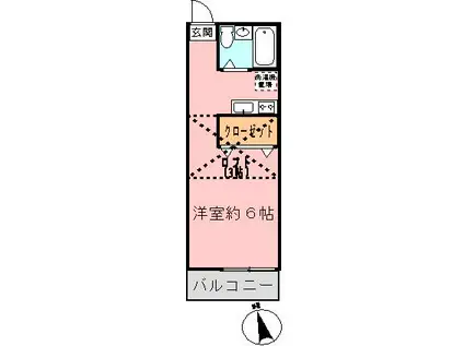 ハイム都III(1K/1階)の間取り写真