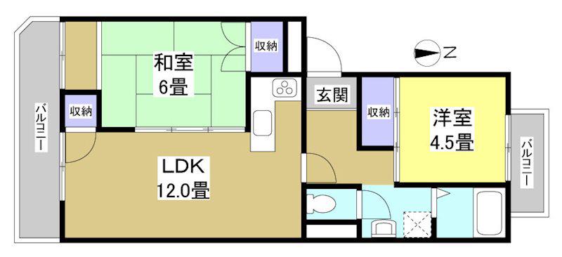 国府台レジデン(2LDK/2階)の間取り写真