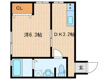 HI-LIGHT仲田(1DK/1階)の間取り写真