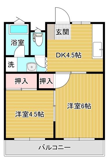 コーポ弥生(2DK/2階)の間取り写真