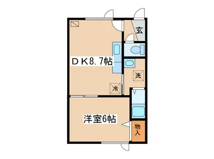 コーポパークサイド(1DK/2階)の間取り写真