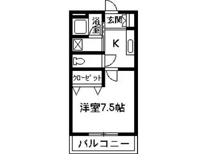 HEIGHTS POLARIS ハイツポラリス (1K/1階)の間取り写真