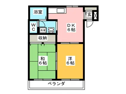 コンフォート香貫(2DK/1階)の間取り写真
