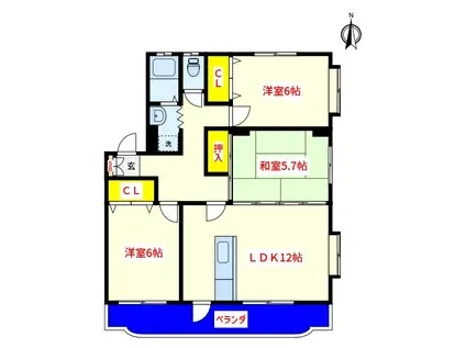 ヴェルドミールT3(3LDK/3階)の間取り写真