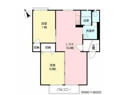 フレグランス常磐B棟(2LDK/2階)の間取り写真