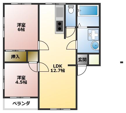 メゾン瑞(2LDK/2階)の間取り写真