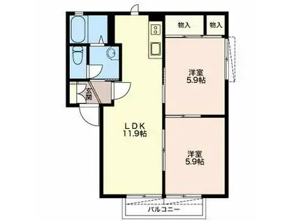 パークホーム青山 F棟(2LDK/2階)の間取り写真