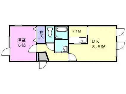 ヴィーナスヴィレッジV(1LDK/2階)の間取り写真
