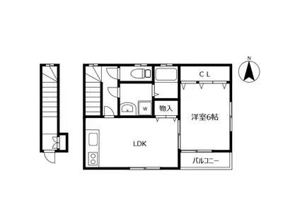 メゾン富田橋II(1LDK/2階)の間取り写真