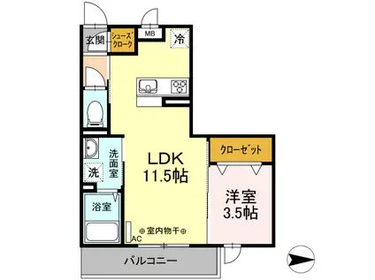 シエルレジデンス(1LDK/3階)の間取り写真