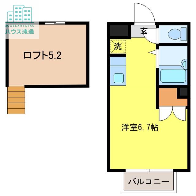 ウィステリア壱番館(ワンルーム/2階)の間取り写真
