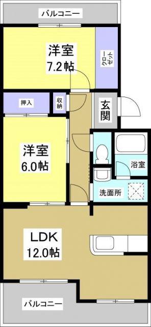 アバンテヤマカ(2LDK/2階)の間取り写真