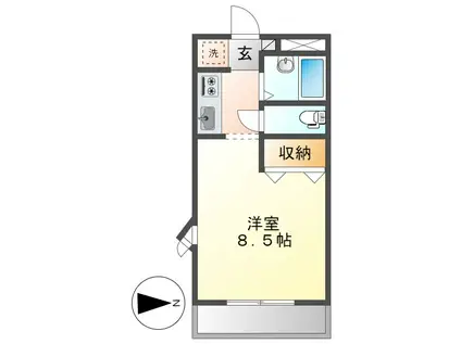 ウイステリアコート田ノ上II(1K/1階)の間取り写真