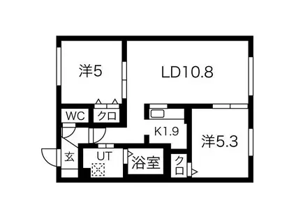 レクザ山鼻(2LDK/3階)の間取り写真