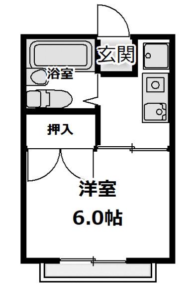 プレール(1K/2階)の間取り写真