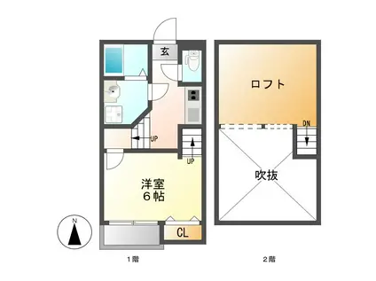 CREO荒子弐番館(1K/1階)の間取り写真