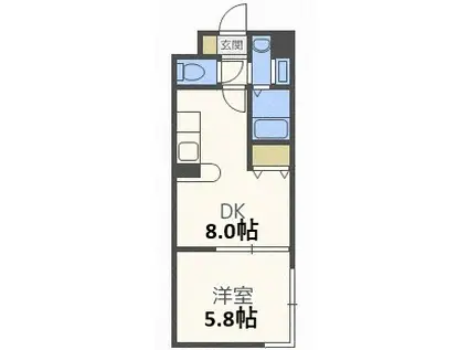 コートひばりが丘(1DK/2階)の間取り写真
