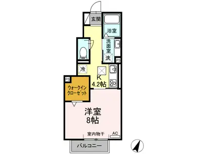 ラ・クレール(1LDK/1階)の間取り写真