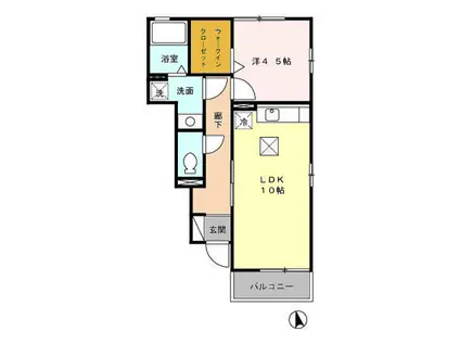 ソレアードV(1LDK/1階)の間取り写真