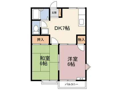 ハイネス久保田(2DK/2階)の間取り写真