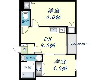 F ASESIA BOEHM(2DK/3階)の間取り写真