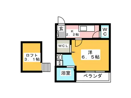 PIONE(1K/2階)の間取り写真