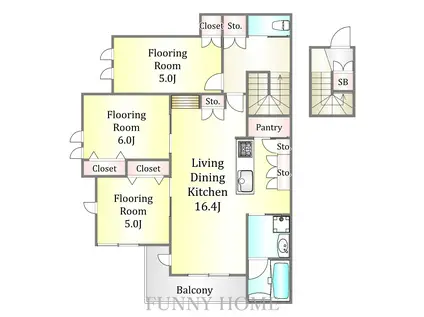 中町3丁目メゾン(3LDK/2階)の間取り写真