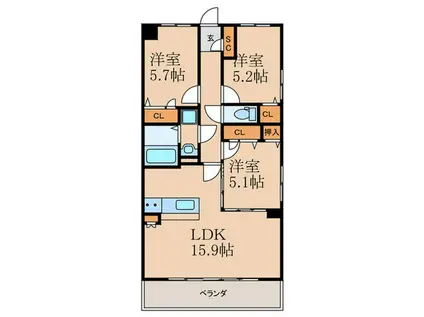 プラス カナール(3LDK/3階)の間取り写真
