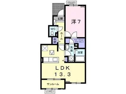 ソレイユII(1LDK/1階)の間取り写真