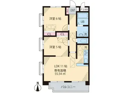 ルネ シェスタ(2LDK/1階)の間取り写真