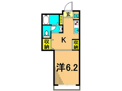CUBE1(1K/1階)の間取り写真