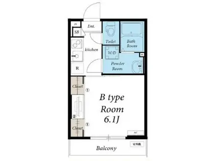 リブリ・アゼリアガーデン(1K/3階)の間取り写真