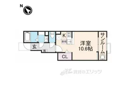 ルミエール弥栄2(ワンルーム/1階)の間取り写真