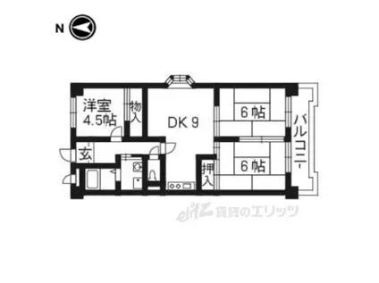 メロディーハイム長岡京(3LDK/1階)の間取り写真