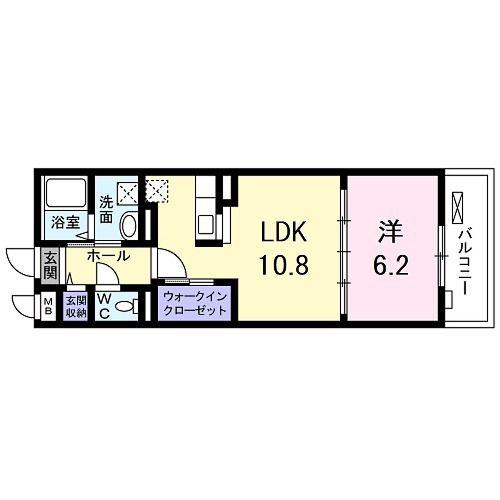 ラヴィータ(1LDK/4階)の間取り写真