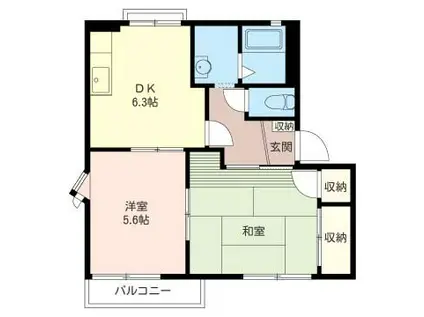 ハイツ タカヤシキ B(2DK/2階)の間取り写真
