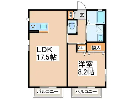 RUHE(1LDK/2階)の間取り写真