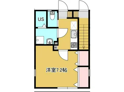 STAGE八王子(1K/1階)の間取り写真