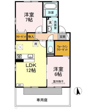 TSスクエアD棟(2LDK/1階)の間取り写真