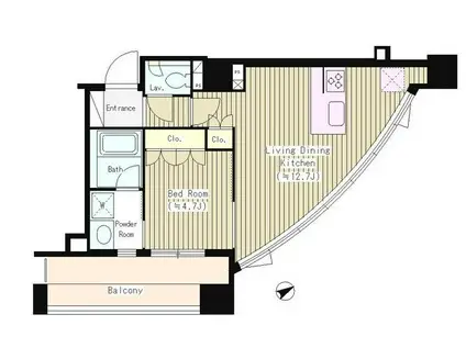 シティカレント南青山(1LDK/12階)の間取り写真