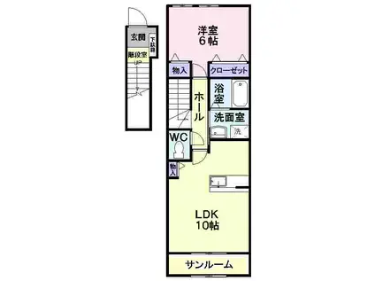 サン・メーラI(1LDK/2階)の間取り写真
