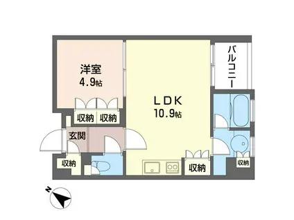 プライムメゾン銀座イースト(1LDK/3階)の間取り写真