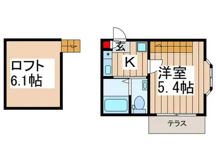 ダルーチャ北初富(1K/1階)の間取り写真